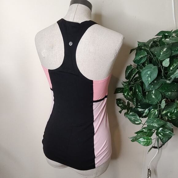 Lululemon Cool Racerback *Surf Bonded Black / Pop Orange / Bleached Coral Size 8 - Picture 4 of 7